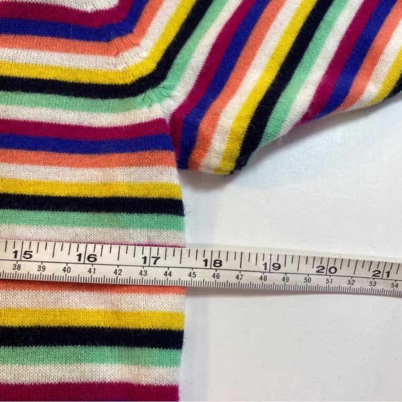 Talbots Lambswool Blend Rainbow Striped Sweater Size Small Crew Neck Long Sleeve - Picture 6 of 9